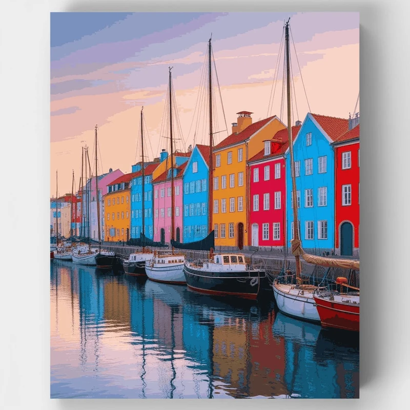 Copenhagen Nyhavn Canal at Sunset - Paint by Numbers Kit
