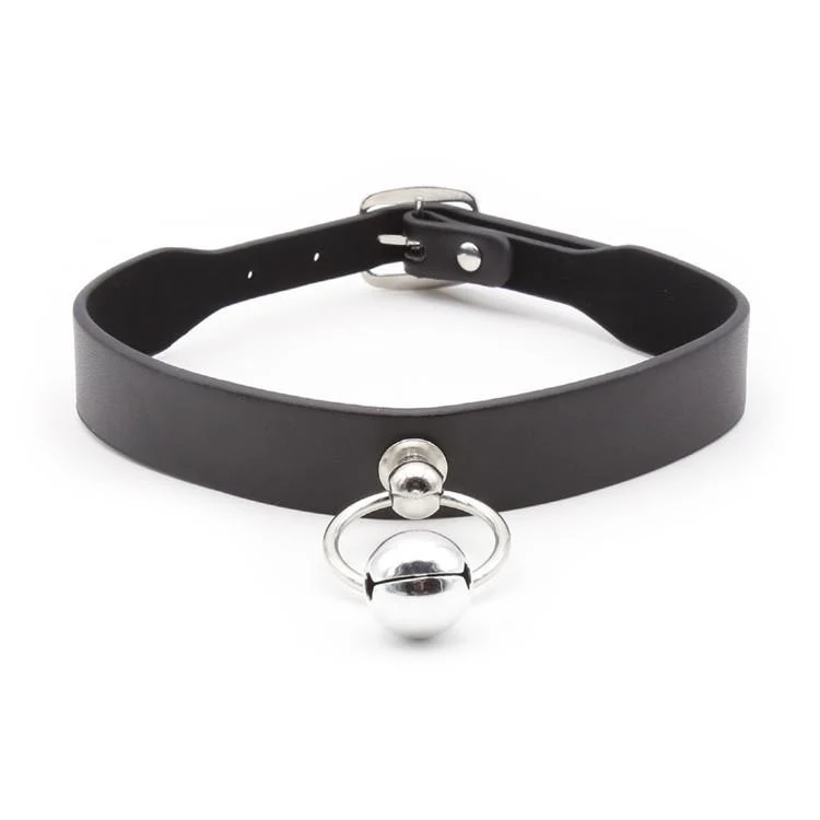Damen Punk O-Ring Schwarz Choker Mit Glöckchen
