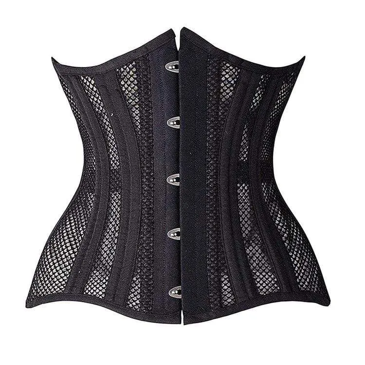 Damen Gothic Mesh 24-Stahlknochen Underbust Korsetts