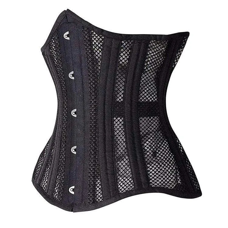 Damen Gothic Mesh 24-Stahlknochen Underbust Korsetts