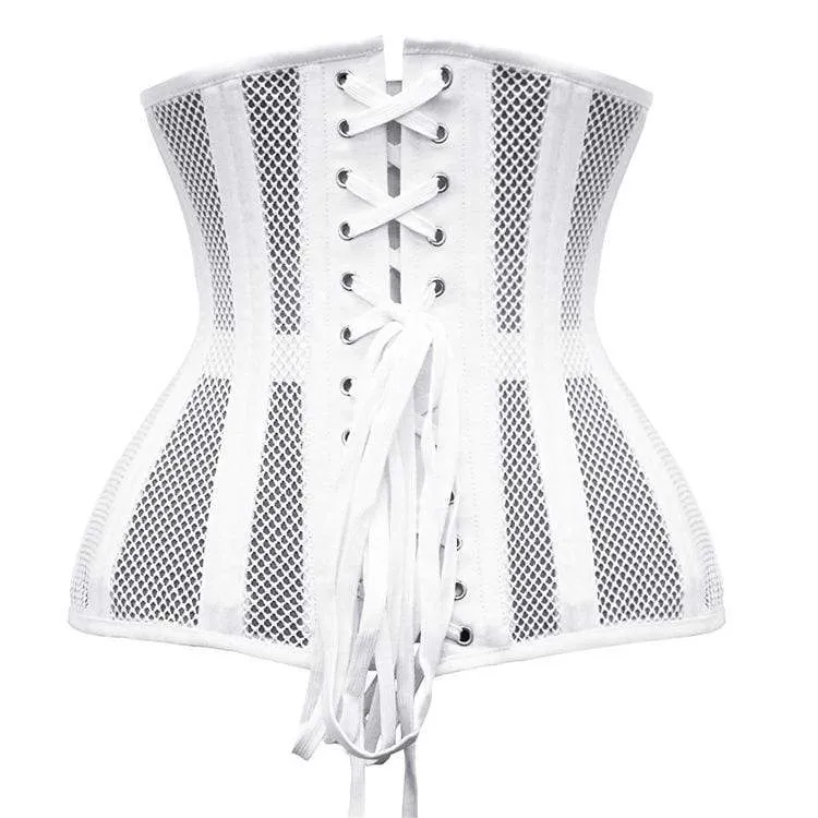 Damen Gothic Mesh 24-Stahlknochen Underbust Korsetts