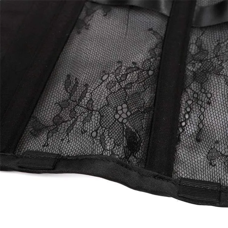 Damen Gothic 10-Stahlknochen Mesh Underbust Korsetts