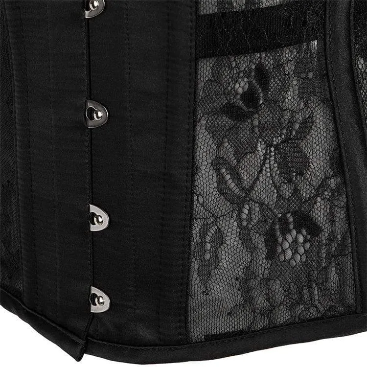 Damen Gothic 10-Stahlknochen Mesh Underbust Korsetts