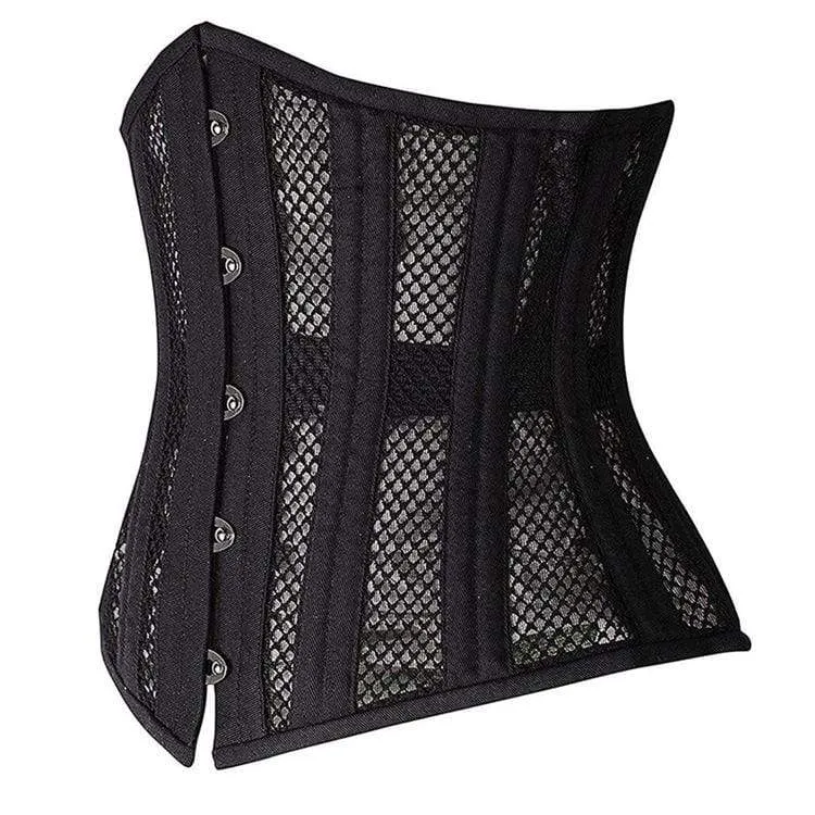 Damen Gothic Mesh 24-Stahlknochen Underbust Korsetts