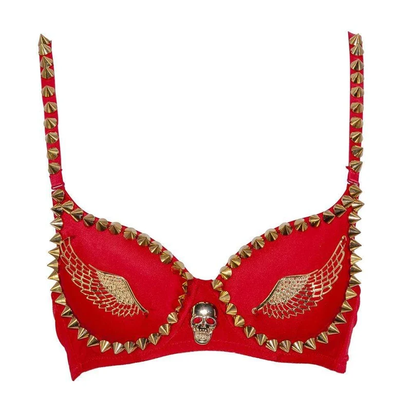 Frauen Punk Skull Nieten BH Tops