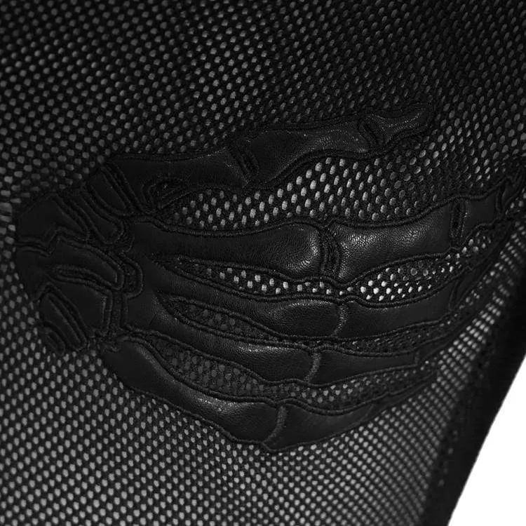 Frauen Goth Skull Sheer Mesh Tops