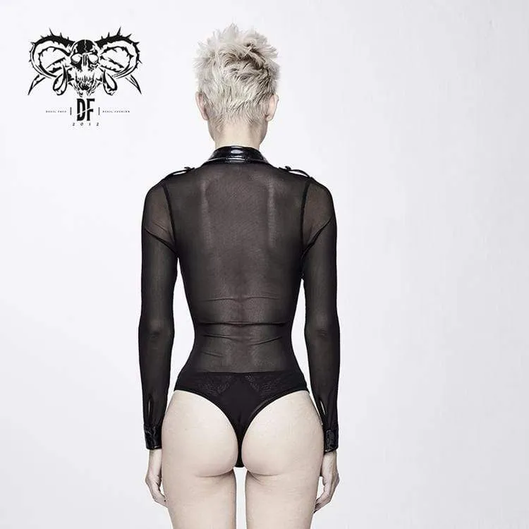 Frauen Goth Sheer Mesh Romper