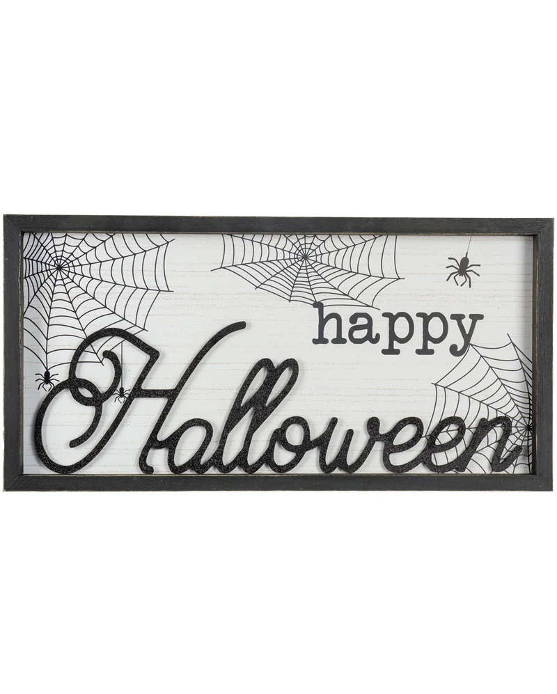 Happy Halloween Relief Bild mit Holzrahmen 60x30cm