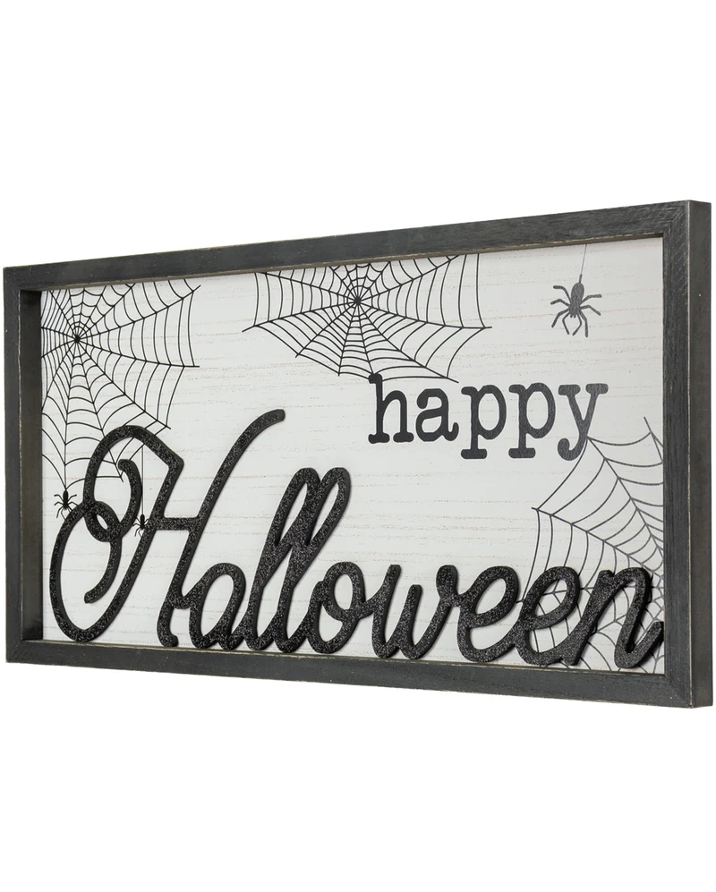Happy Halloween Relief Bild mit Holzrahmen 60x30cm