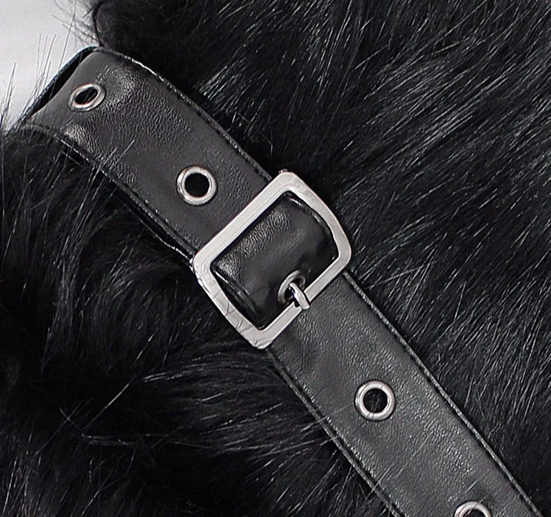 Damen Gothic Winter warme Mäntel mit abnehmbaren flauschigen Accessoires