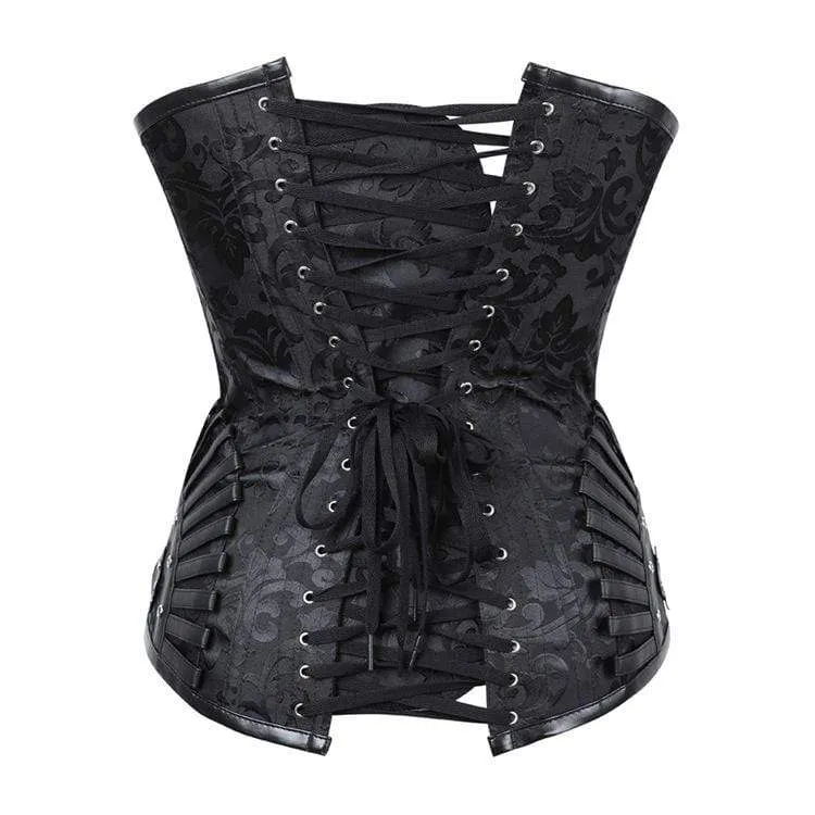 Damen-Vintage-Jacquard-Vollbrustkorsetts mit Schnürung