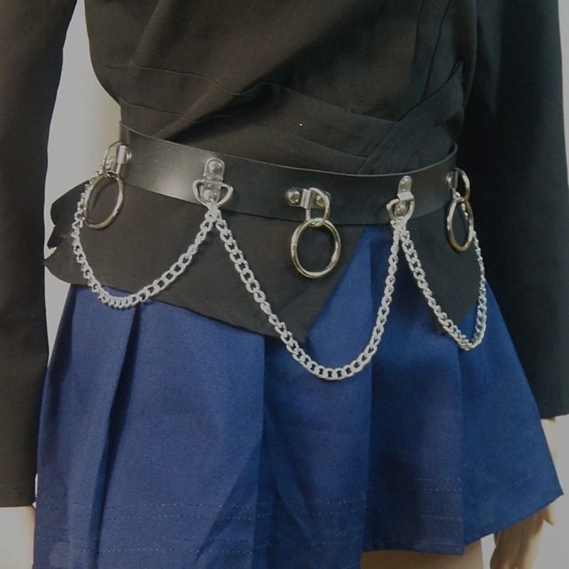 Damen Punk Ringe und Ketten Kunstledergürtel