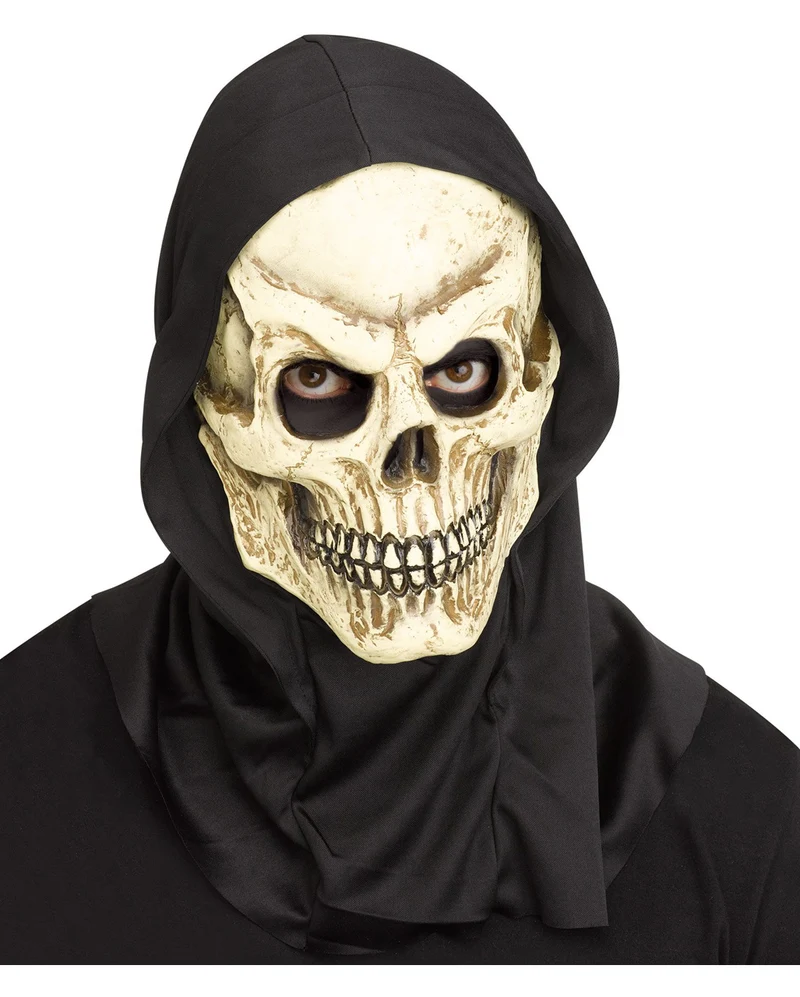 Verrotteter Totenschädel Maske mit Kapuze