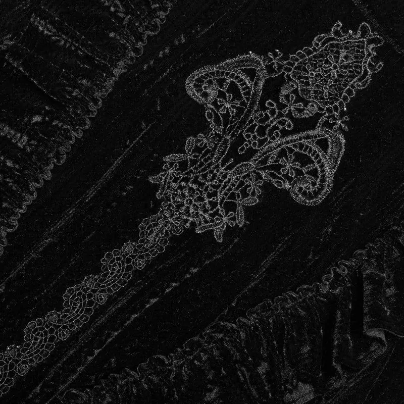 Frauen Goth Stehkragen Floral Lace Velet Tops