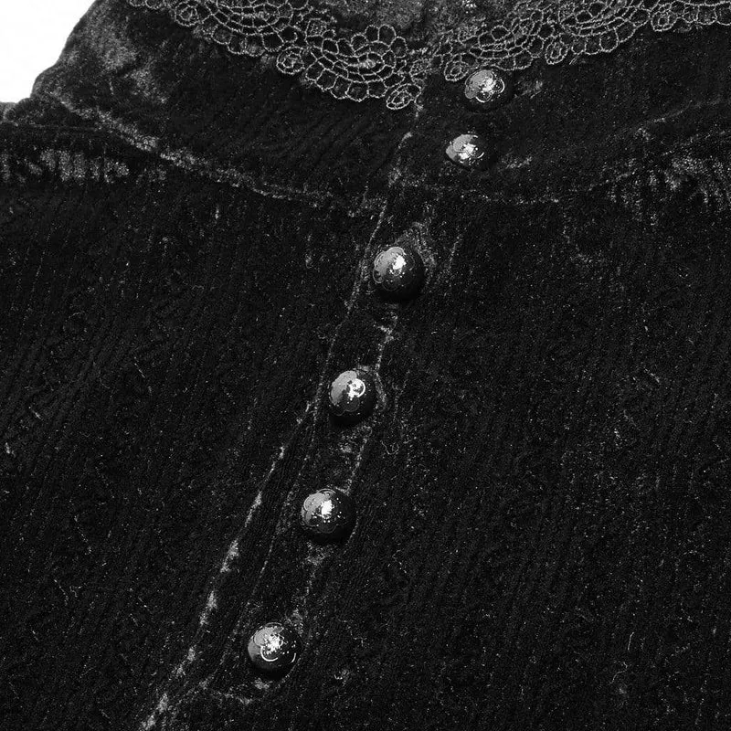 Frauen Goth Stehkragen Floral Lace Velet Tops