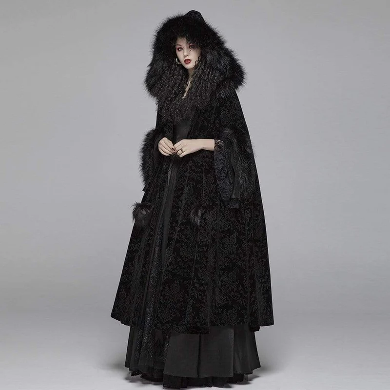 Frauen Goth Wollmantel mit Kapuze