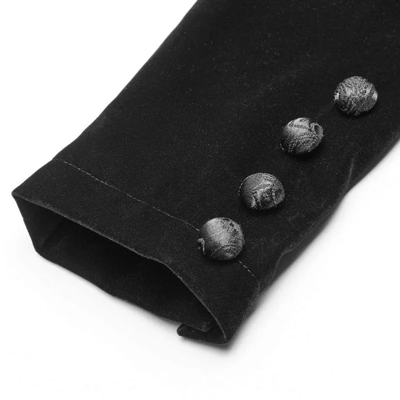 Frauen Goth Floral gestickte Puffärmel Velet Short Jacken