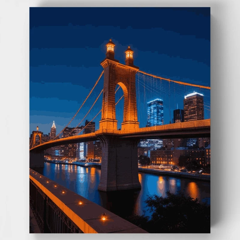 Cincinnati Bridge at Night - Paint by Numbers Kit