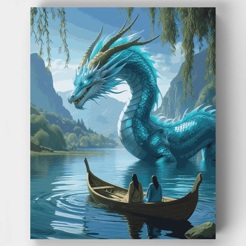 Azure Dragon of the Lake - Paint by Numbers Kit
