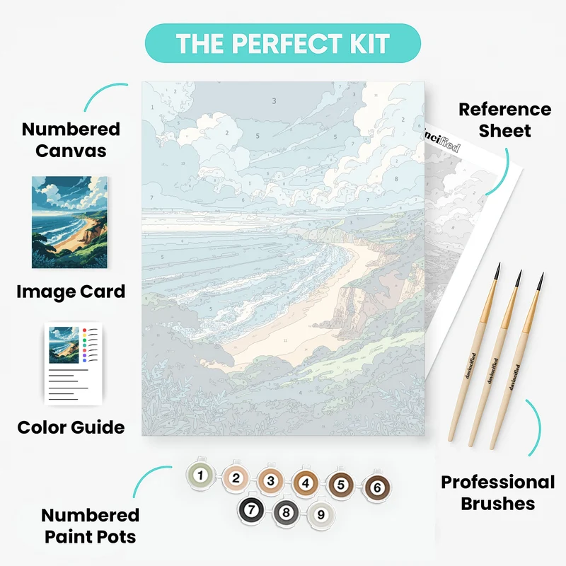 Cornwall Seaside Cliffs at Sunset - Paint by Numbers Kit