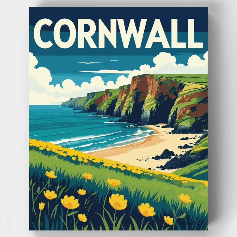 Cornwall Cliffside Meadow - Paint by Numbers Kit