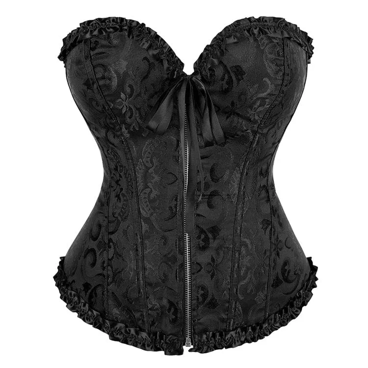 Damen Gothic Schnür Brokat Überbrust Korsetts