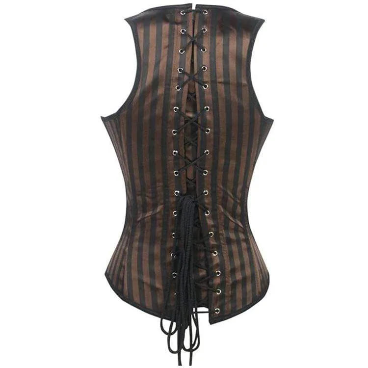 Frauen gotische gestreifte Unterbrust Korsetts mit Tasche