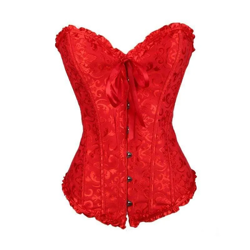 Damen Gothic Schnür Jacquard Overbust Korsetts