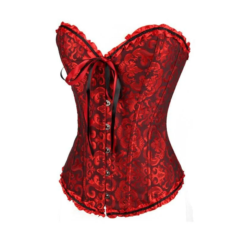 Damen Gothic Schnür Jacquard Overbust Korsetts
