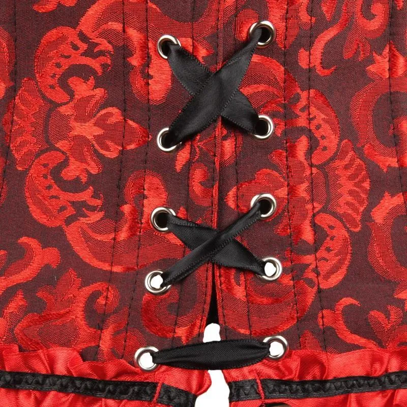 Damen Gothic Schnür Jacquard Overbust Korsetts