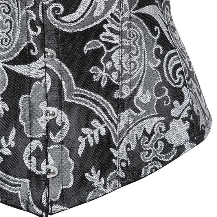 Damen Gothic Jacquard Overbust Korsetts Blau