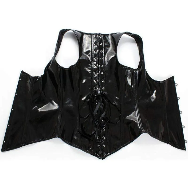 Damen Gothic Kunstleder Underbust Korsetts mit T-Rücken