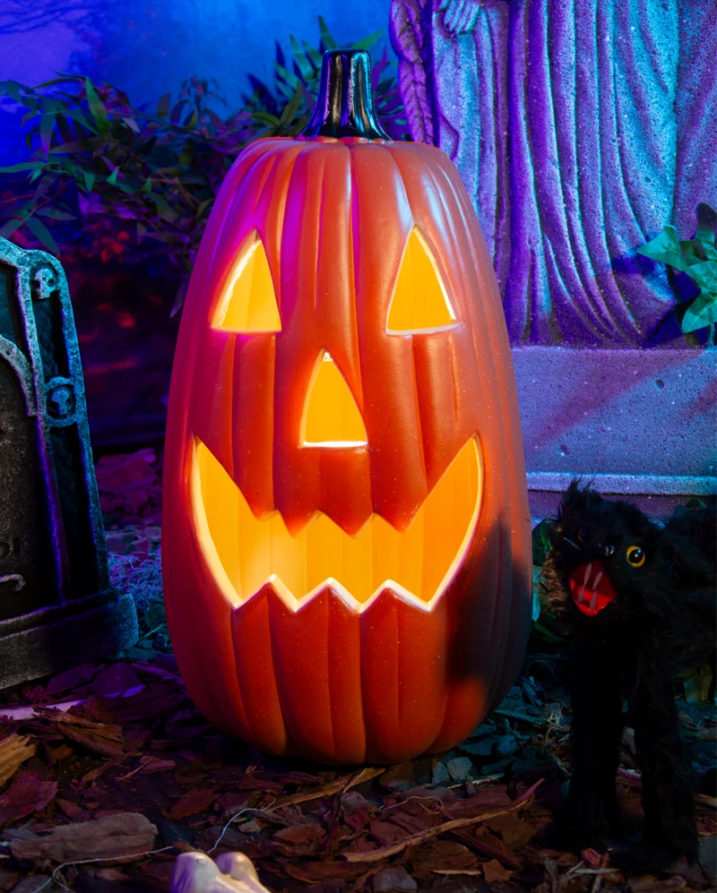 Riesiger Ovaler Halloween Kürbis mit Beleuchtung 55cm