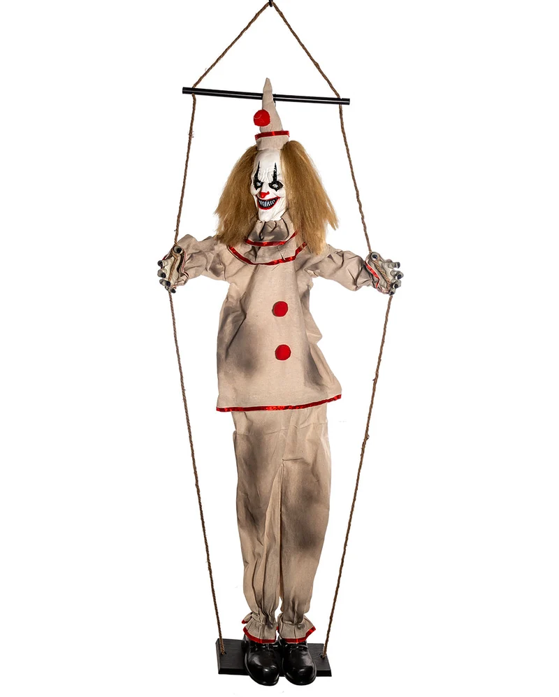 Sich schüttelnder Killerclown auf Schaukel 140cm