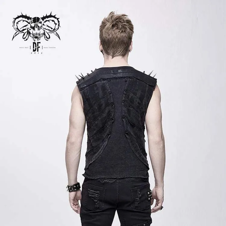 Herren Punk Nieten Schnürweste