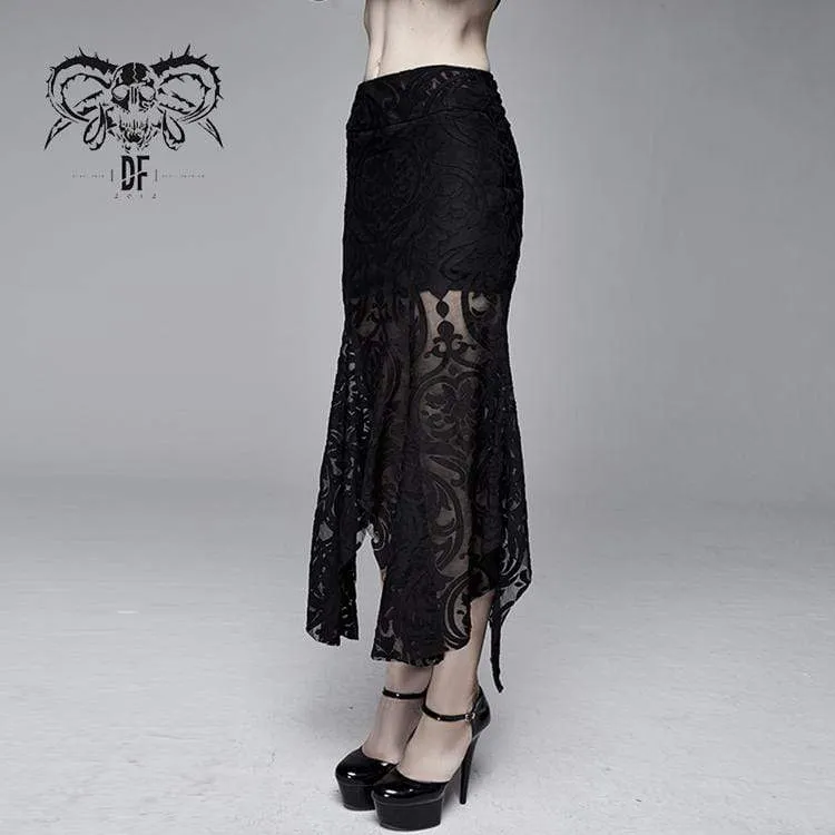 Frauen Goth Floral Translucent Fishtail Rock