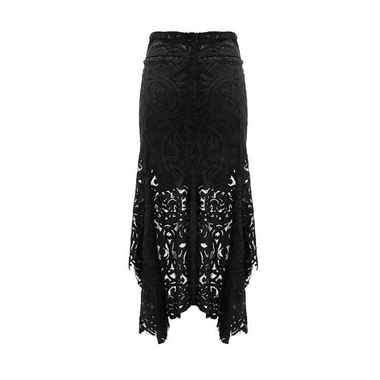 Frauen Goth Floral Translucent Fishtail Rock