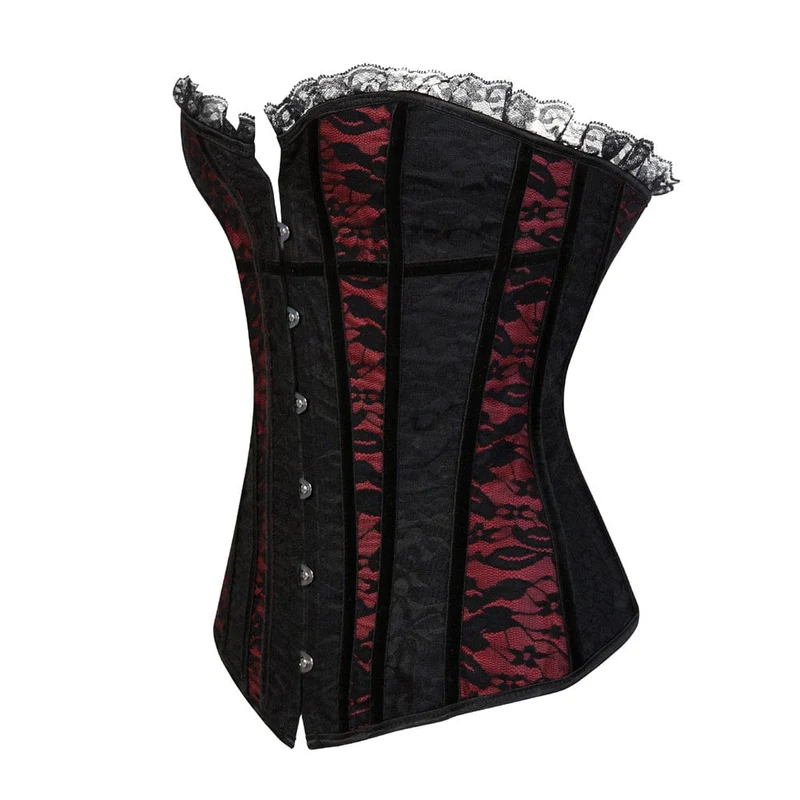 Damen Gothic Buckles Lace Vollbrust Korsetts