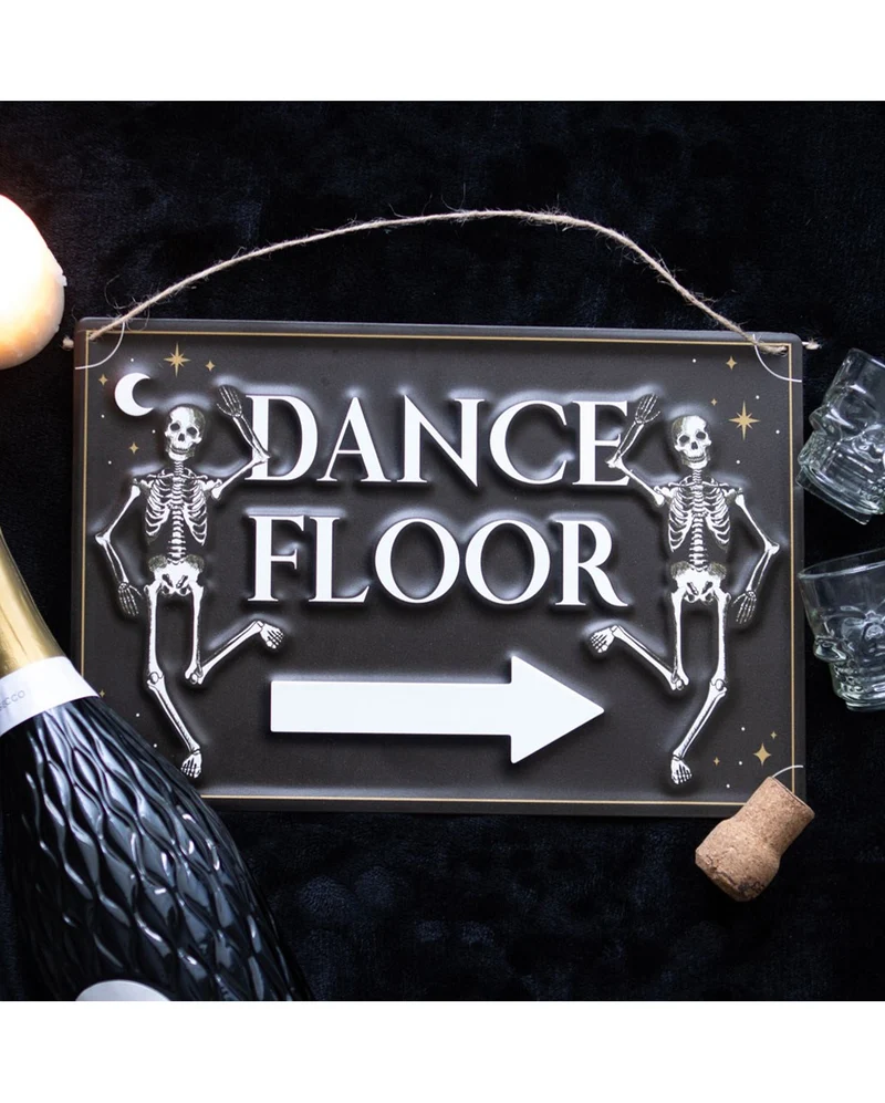 "Dance Floor" Metallschild mit tanzenden Gerippen 30x20cm