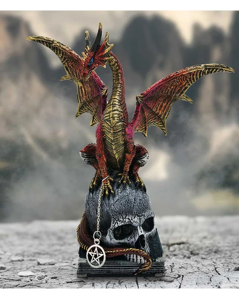 Fate of the World Drache auf Totenkopf Figur 23cm