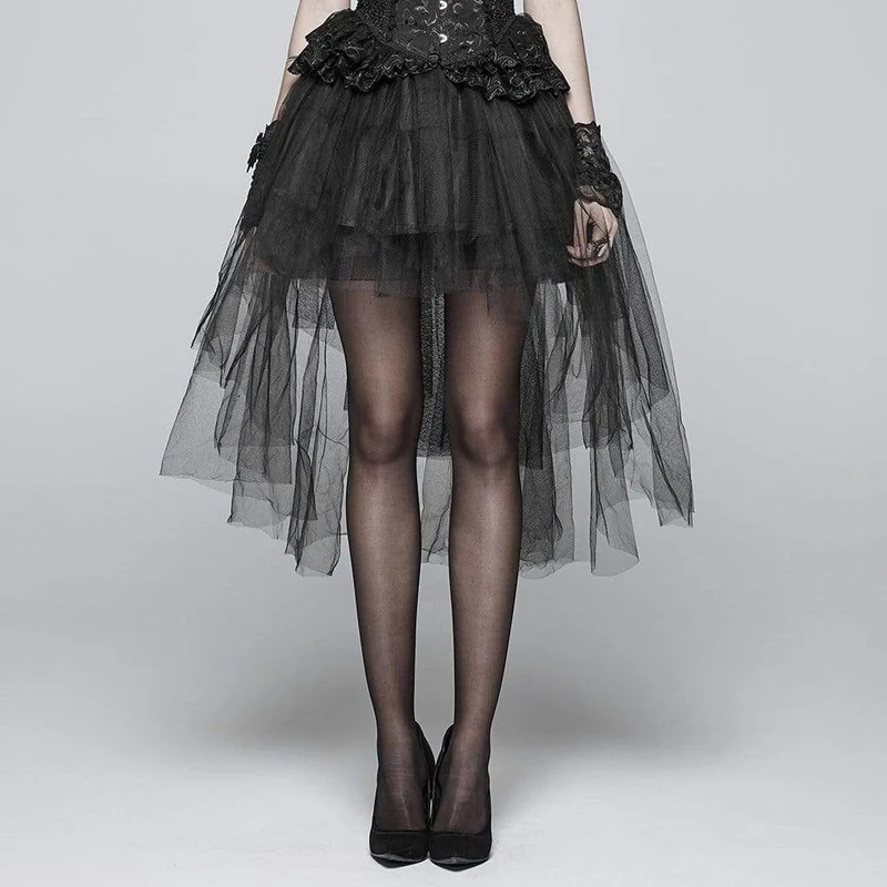 Frauen Goth Multilayer High / Low Spitzenröcke