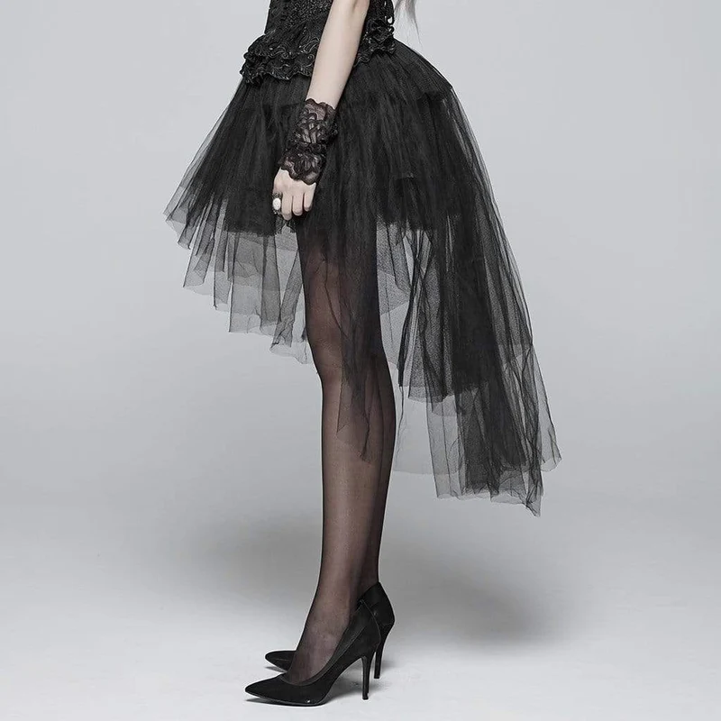 Frauen Goth Multilayer High / Low Spitzenröcke