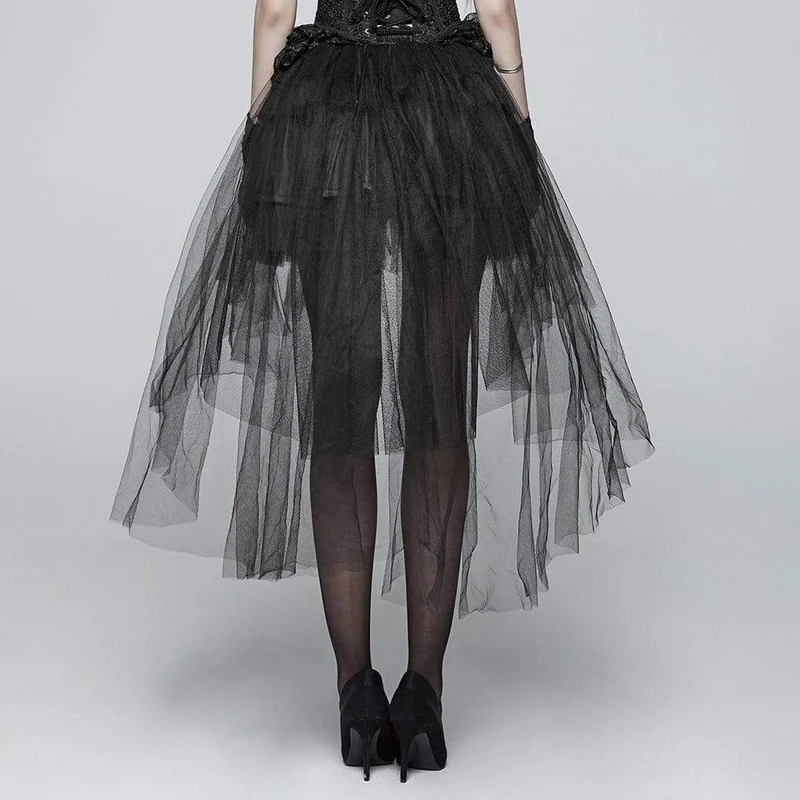 Frauen Goth Multilayer High / Low Spitzenröcke