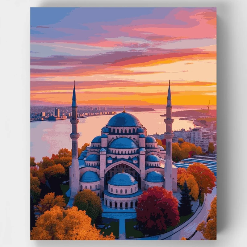 Istanbul Sunset Mosque - Paint by Numbers Kit