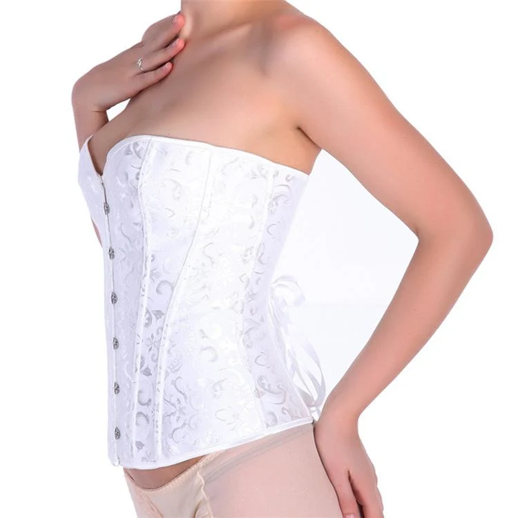 Damen Gothic Jacquard Overbust Korsetts mit T-Bak