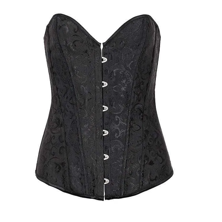 Damen Gothic Jacquard Overbust Korsetts mit T-Bak