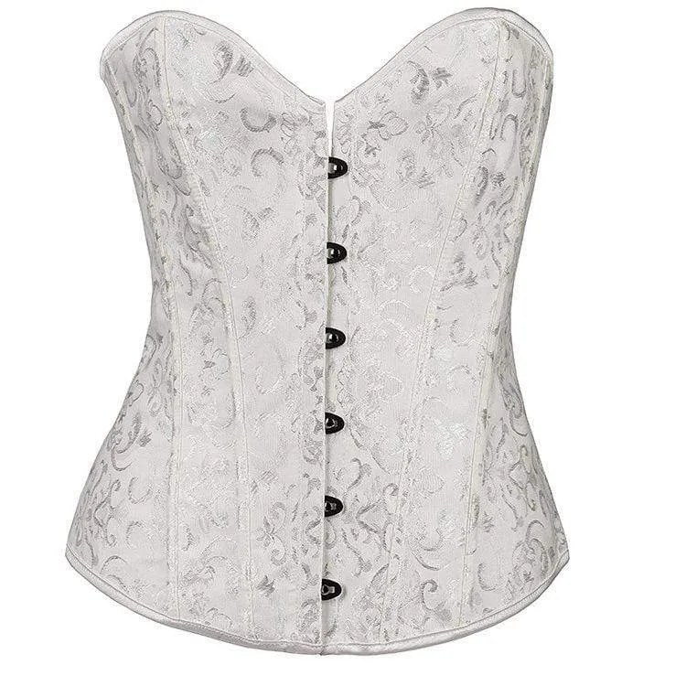 Damen Gothic Jacquard Overbust Korsetts mit T-Bak