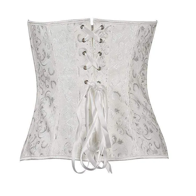 Damen Gothic Jacquard Overbust Korsetts mit T-Bak
