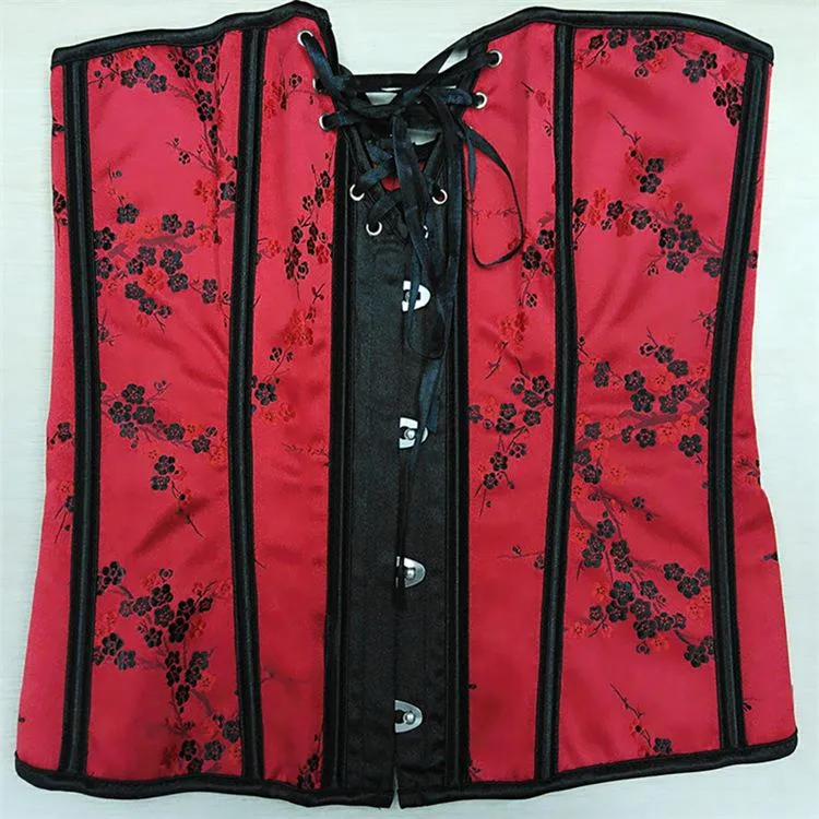 Frauen Gothic Floral Strappy Overbust Korsetts