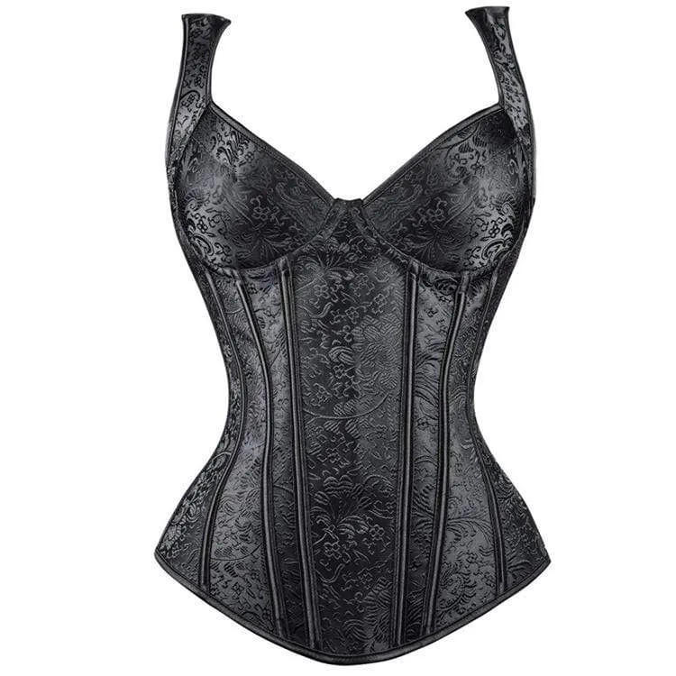 Frauen Gothic Jacquard Overbust Korsetts